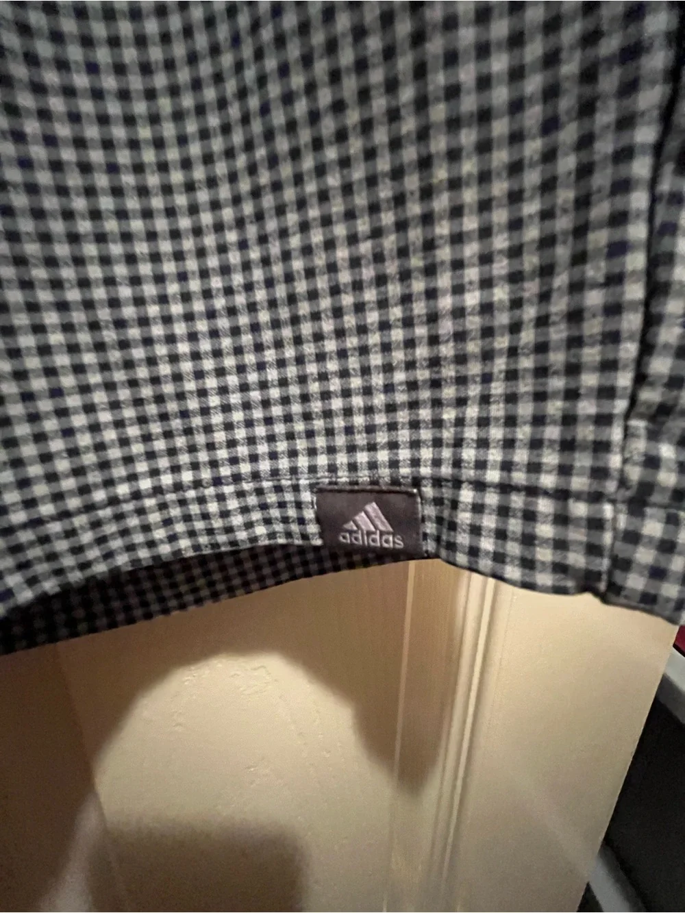 adidas Men's Gray/Black Check Chino Shorts Logo Button Flat Front Pockets